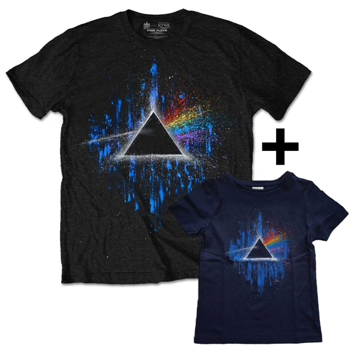 Duo Rockset Pink Floyd Vater-T-shirt & Kinder-T-shirt Blue Splatter